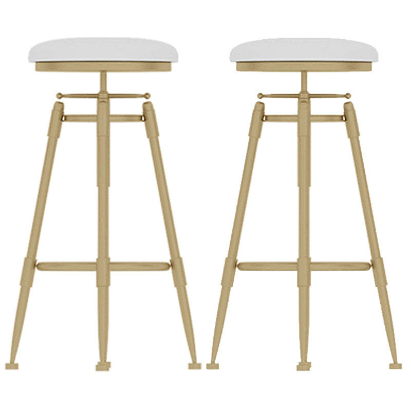 Glam Rotatable Liftable Counter Stool Iron Cashier Bar Stool with Cushion and Pedal White Backless 2 Piece Set Clearhalo 'Bar Furniture' 'Bar Stools' 'bar_stools' 'furn' 'furn_bar_stools' 'Furniture' 'furniture_bar_stools' 'Kitchen & Dining Furniture' 4910644