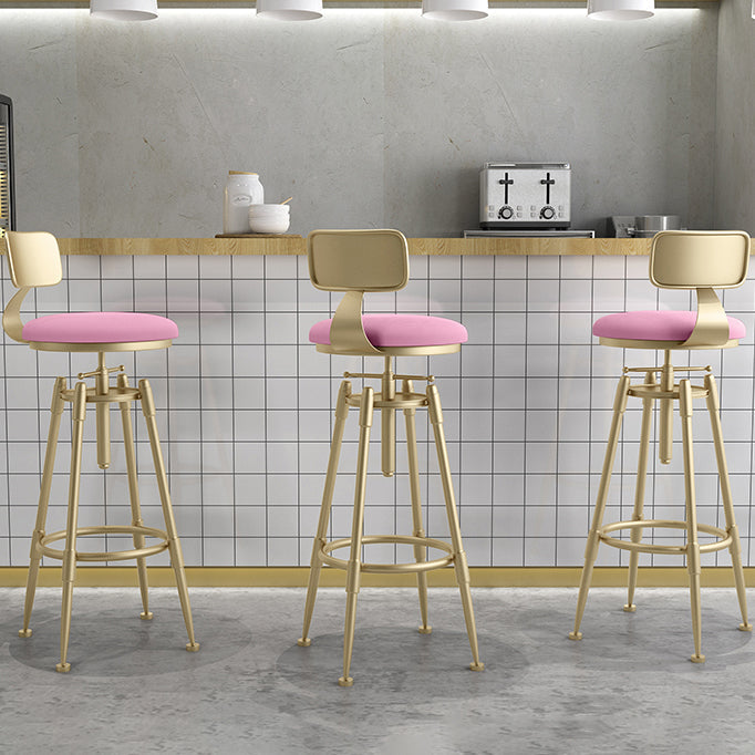 Glam Rotatable Liftable Counter Stool Iron Cashier Bar Stool with Cushion and Pedal Clearhalo 'Bar Furniture' 'Bar Stools' 'bar_stools' 'furn' 'furn_bar_stools' 'Furniture' 'furniture_bar_stools' 'Kitchen & Dining Furniture' 4910645