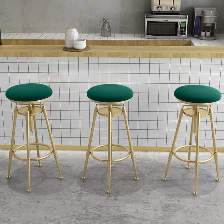 Glam Rotatable Liftable Counter Stool Iron Cashier Bar Stool with Cushion and Pedal Clearhalo 'Bar Furniture' 'Bar Stools' 'bar_stools' 'furn' 'furn_bar_stools' 'Furniture' 'furniture_bar_stools' 'Kitchen & Dining Furniture' 4910646