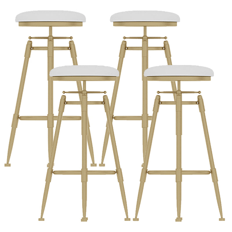 Glam Rotatable Liftable Counter Stool Iron Cashier Bar Stool with Cushion and Pedal White Backless 4 Piece Set Clearhalo 'Bar Furniture' 'Bar Stools' 'bar_stools' 'furn' 'furn_bar_stools' 'Furniture' 'furniture_bar_stools' 'Kitchen & Dining Furniture' 4910647