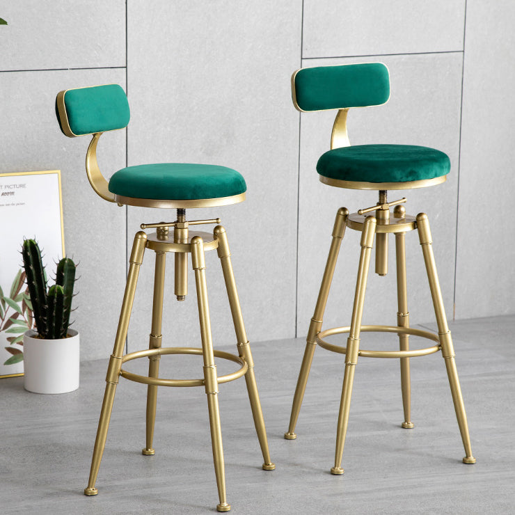 Glam Rotatable Liftable Counter Stool Iron Cashier Bar Stool with Cushion and Pedal Clearhalo 'Bar Furniture' 'Bar Stools' 'bar_stools' 'furn' 'furn_bar_stools' 'Furniture' 'furniture_bar_stools' 'Kitchen & Dining Furniture' 4910650