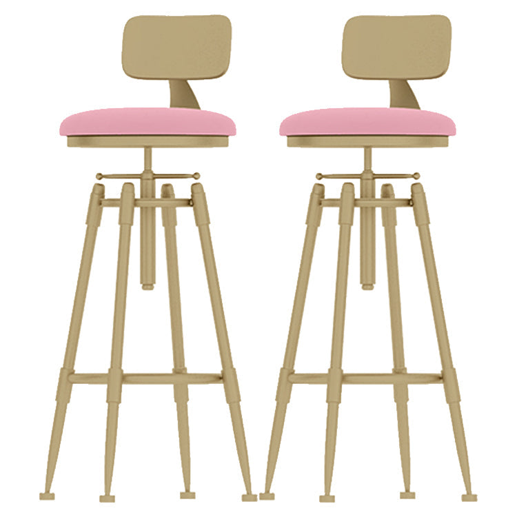 Glam Rotatable Liftable Counter Stool Iron Cashier Bar Stool with Cushion and Pedal Pink With Back 2 Piece Set Clearhalo 'Bar Furniture' 'Bar Stools' 'bar_stools' 'furn' 'furn_bar_stools' 'Furniture' 'furniture_bar_stools' 'Kitchen & Dining Furniture' 4910651