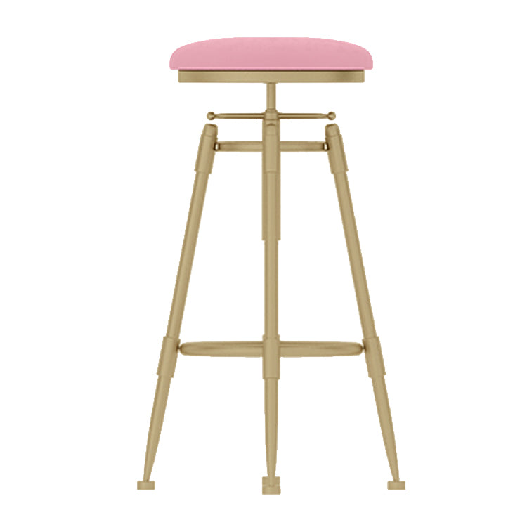 Glam Rotatable Liftable Counter Stool Iron Cashier Bar Stool with Cushion and Pedal Pink Backless 1 Piece Clearhalo 'Bar Furniture' 'Bar Stools' 'bar_stools' 'furn' 'furn_bar_stools' 'Furniture' 'furniture_bar_stools' 'Kitchen & Dining Furniture' 4910654