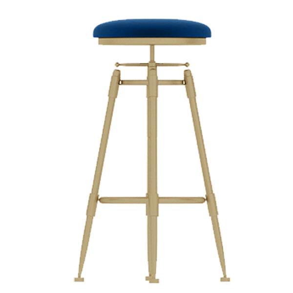 Glam Rotatable Liftable Counter Stool Iron Cashier Bar Stool with Cushion and Pedal Blue Backless 1 Piece Clearhalo 'Bar Furniture' 'Bar Stools' 'bar_stools' 'furn' 'furn_bar_stools' 'Furniture' 'furniture_bar_stools' 'Kitchen & Dining Furniture' 4910660