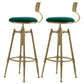Glam Rotatable Liftable Counter Stool Iron Cashier Bar Stool with Cushion and Pedal Green With Back 2 Piece Set Clearhalo 'Bar Furniture' 'Bar Stools' 'bar_stools' 'furn' 'furn_bar_stools' 'Furniture' 'furniture_bar_stools' 'Kitchen & Dining Furniture' 4910664