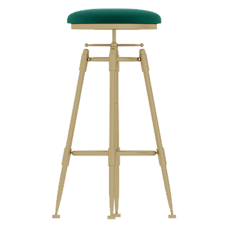 Glam Rotatable Liftable Counter Stool Iron Cashier Bar Stool with Cushion and Pedal Green Backless 1 Piece Clearhalo 'Bar Furniture' 'Bar Stools' 'bar_stools' 'furn' 'furn_bar_stools' 'Furniture' 'furniture_bar_stools' 'Kitchen & Dining Furniture' 4910666