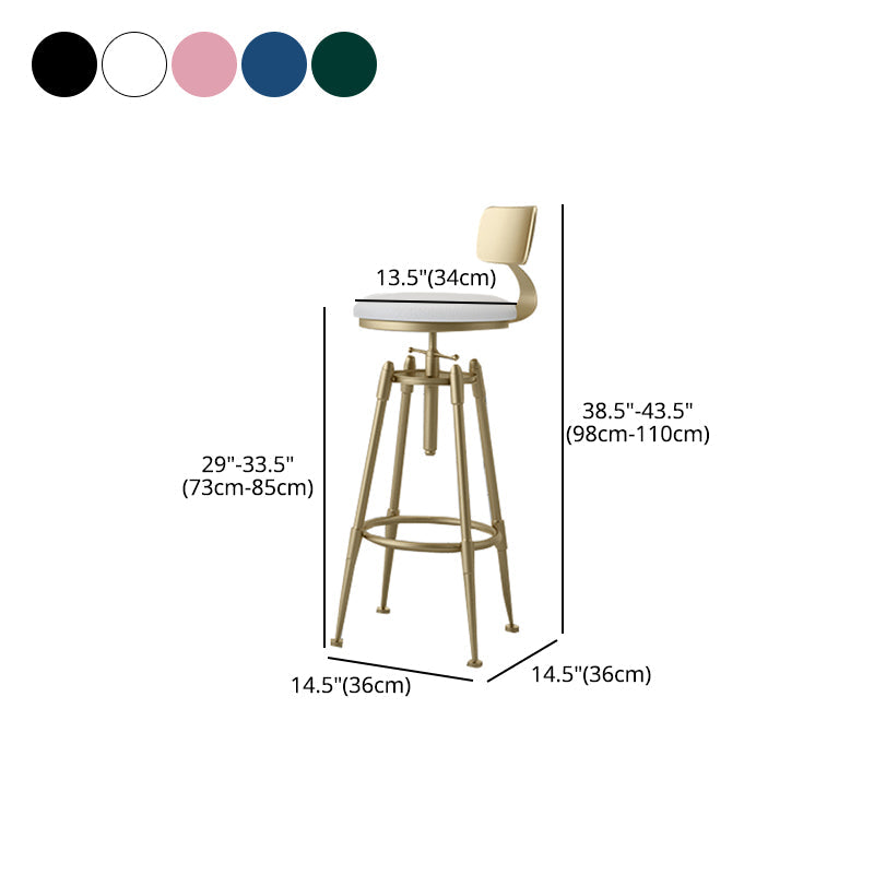 Glam Rotatable Liftable Counter Stool Iron Cashier Bar Stool with Cushion and Pedal Clearhalo 'Bar Furniture' 'Bar Stools' 'bar_stools' 'furn' 'furn_bar_stools' 'Furniture' 'furniture_bar_stools' 'Kitchen & Dining Furniture' 4910669