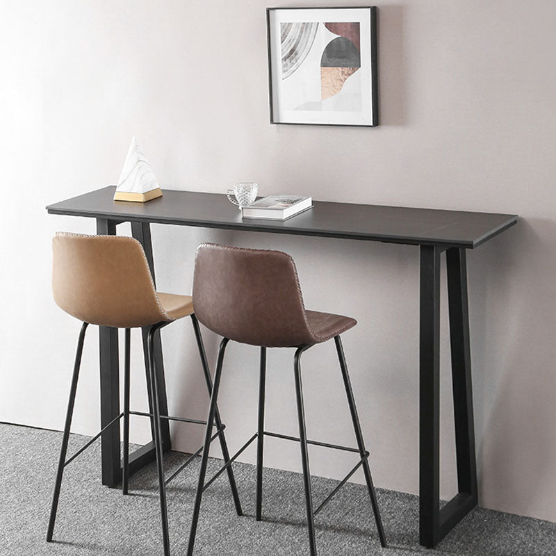 Nordic Backrest Counter Stool Iron Kitchen Bar Stool with Leather Cushion and Pedal Clearhalo 'Bar Furniture' 'Bar Stools' 'bar_stools' 'furn' 'furn_bar_stools' 'Furniture' 'furniture_bar_stools' 'Kitchen & Dining Furniture' 4910676