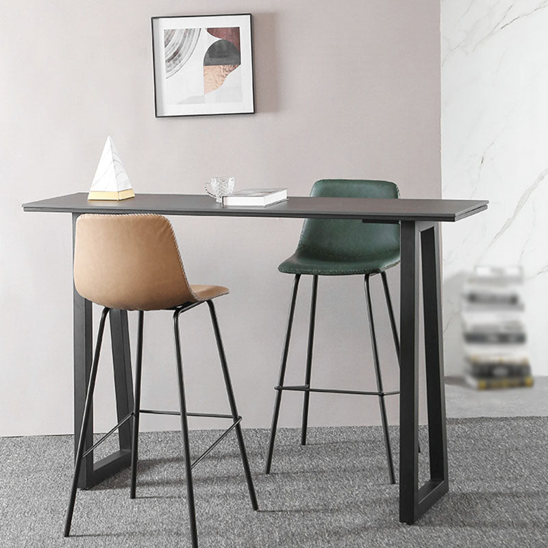 Nordic Backrest Counter Stool Iron Kitchen Bar Stool with Leather Cushion and Pedal Clearhalo 'Bar Furniture' 'Bar Stools' 'bar_stools' 'furn' 'furn_bar_stools' 'Furniture' 'furniture_bar_stools' 'Kitchen & Dining Furniture' 4910678