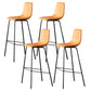 Nordic Backrest Counter Stool Iron Kitchen Bar Stool with Leather Cushion and Pedal Orange 4 Piece Set Clearhalo 'Bar Furniture' 'Bar Stools' 'bar_stools' 'furn' 'furn_bar_stools' 'Furniture' 'furniture_bar_stools' 'Kitchen & Dining Furniture' 4910689