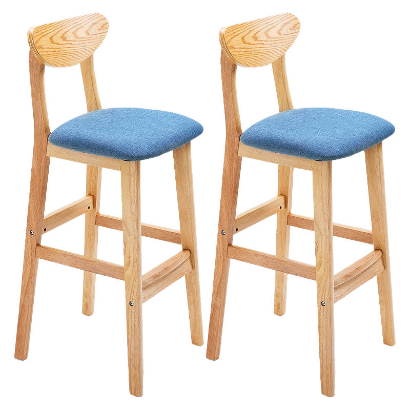 Scandinavian Solid Wood Home 28-inch Stool Matte Finish Footrest Barstool Blue Natural 2 Piece Set Clearhalo 'Bar Furniture' 'Bar Stools' 'bar_stools' 'furn' 'furn_bar_stools' 'Furniture' 'furniture_bar_stools' 'Kitchen & Dining Furniture' 4910698