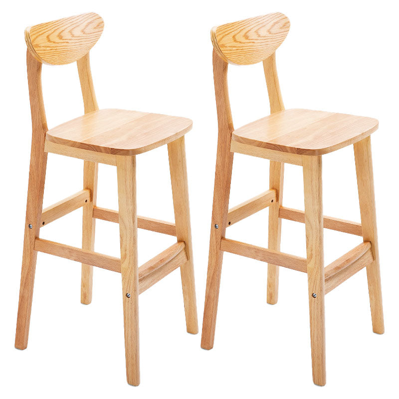 Scandinavian Solid Wood Home 28-inch Stool Matte Finish Footrest Barstool Wood Natural 2 Piece Set Clearhalo 'Bar Furniture' 'Bar Stools' 'bar_stools' 'furn' 'furn_bar_stools' 'Furniture' 'furniture_bar_stools' 'Kitchen & Dining Furniture' 4910702