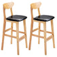 Scandinavian Solid Wood Home 28-inch Stool Matte Finish Footrest Barstool Black Natural 2 Piece Set Clearhalo 'Bar Furniture' 'Bar Stools' 'bar_stools' 'furn' 'furn_bar_stools' 'Furniture' 'furniture_bar_stools' 'Kitchen & Dining Furniture' 4910704