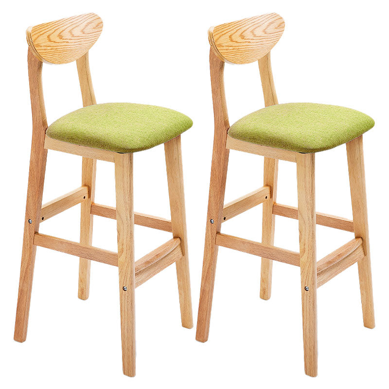 Scandinavian Solid Wood Home 28-inch Stool Matte Finish Footrest Barstool Green Natural 2 Piece Set Clearhalo 'Bar Furniture' 'Bar Stools' 'bar_stools' 'furn' 'furn_bar_stools' 'Furniture' 'furniture_bar_stools' 'Kitchen & Dining Furniture' 4910706