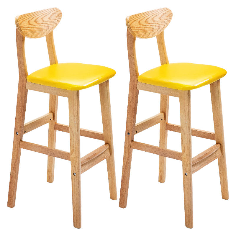 Scandinavian Solid Wood Home 28-inch Stool Matte Finish Footrest Barstool Yellow Natural 2 Piece Set Clearhalo 'Bar Furniture' 'Bar Stools' 'bar_stools' 'furn' 'furn_bar_stools' 'Furniture' 'furniture_bar_stools' 'Kitchen & Dining Furniture' 4910707