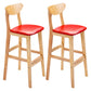 Scandinavian Solid Wood Home 28-inch Stool Matte Finish Footrest Barstool Red Natural 2 Piece Set Clearhalo 'Bar Furniture' 'Bar Stools' 'bar_stools' 'furn' 'furn_bar_stools' 'Furniture' 'furniture_bar_stools' 'Kitchen & Dining Furniture' 4910709