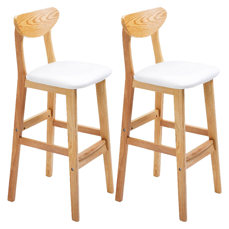 Scandinavian Solid Wood Home 28-inch Stool Matte Finish Footrest Barstool White Natural 2 Piece Set Clearhalo 'Bar Furniture' 'Bar Stools' 'bar_stools' 'furn' 'furn_bar_stools' 'Furniture' 'furniture_bar_stools' 'Kitchen & Dining Furniture' 4910714