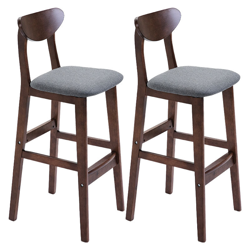 Scandinavian Solid Wood Home 28-inch Stool Matte Finish Footrest Barstool Grey Brown 2 Piece Set Clearhalo 'Bar Furniture' 'Bar Stools' 'bar_stools' 'furn' 'furn_bar_stools' 'Furniture' 'furniture_bar_stools' 'Kitchen & Dining Furniture' 4910716