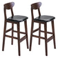 Scandinavian Solid Wood Home 28-inch Stool Matte Finish Footrest Barstool Black Brown 2 Piece Set Clearhalo 'Bar Furniture' 'Bar Stools' 'bar_stools' 'furn' 'furn_bar_stools' 'Furniture' 'furniture_bar_stools' 'Kitchen & Dining Furniture' 4910717