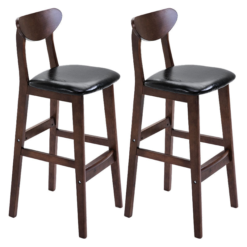 Scandinavian Solid Wood Home 28-inch Stool Matte Finish Footrest Barstool Black Brown 2 Piece Set Clearhalo 'Bar Furniture' 'Bar Stools' 'bar_stools' 'furn' 'furn_bar_stools' 'Furniture' 'furniture_bar_stools' 'Kitchen & Dining Furniture' 4910717