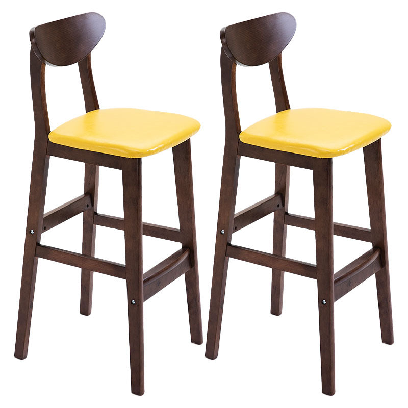 Scandinavian Solid Wood Home 28-inch Stool Matte Finish Footrest Barstool Yellow Brown 2 Piece Set Clearhalo 'Bar Furniture' 'Bar Stools' 'bar_stools' 'furn' 'furn_bar_stools' 'Furniture' 'furniture_bar_stools' 'Kitchen & Dining Furniture' 4910719