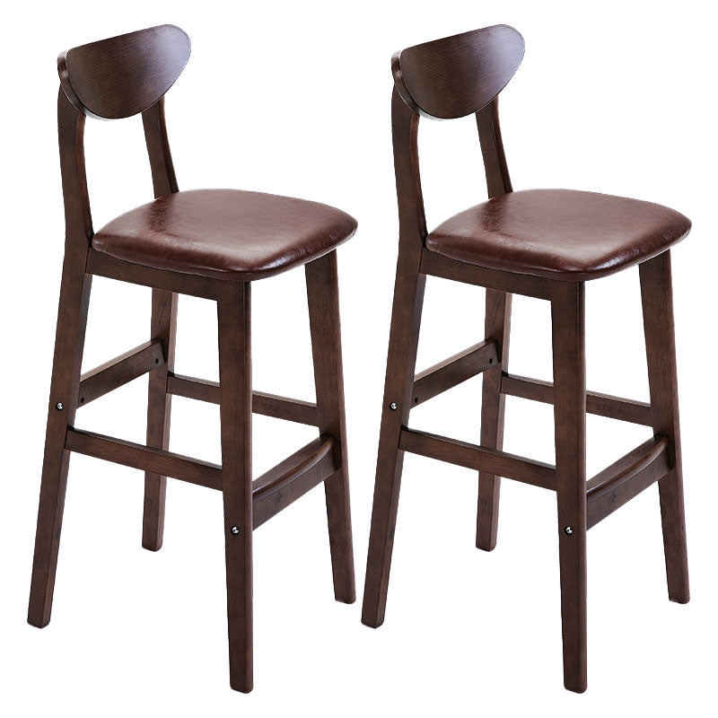 Scandinavian Solid Wood Home 28-inch Stool Matte Finish Footrest Barstool Brown Brown 2 Piece Set Clearhalo 'Bar Furniture' 'Bar Stools' 'bar_stools' 'furn' 'furn_bar_stools' 'Furniture' 'furniture_bar_stools' 'Kitchen & Dining Furniture' 4910723