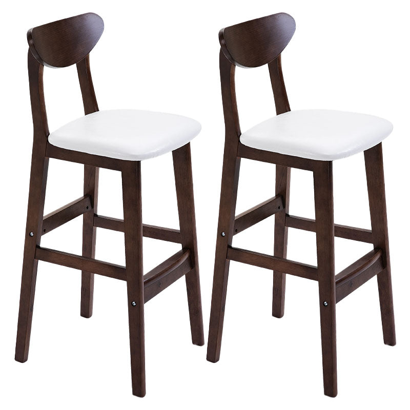 Scandinavian Solid Wood Home 28-inch Stool Matte Finish Footrest Barstool White Brown 2 Piece Set Clearhalo 'Bar Furniture' 'Bar Stools' 'bar_stools' 'furn' 'furn_bar_stools' 'Furniture' 'furniture_bar_stools' 'Kitchen & Dining Furniture' 4910724