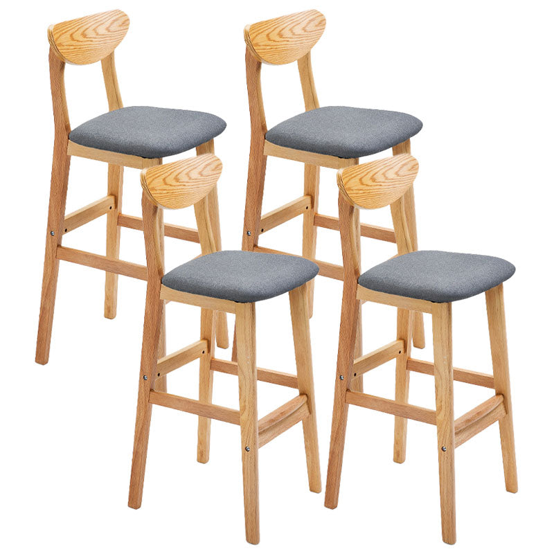 Scandinavian Solid Wood Home 28-inch Stool Matte Finish Footrest Barstool Grey Natural 4 Piece Set Clearhalo 'Bar Furniture' 'Bar Stools' 'bar_stools' 'furn' 'furn_bar_stools' 'Furniture' 'furniture_bar_stools' 'Kitchen & Dining Furniture' 4910726