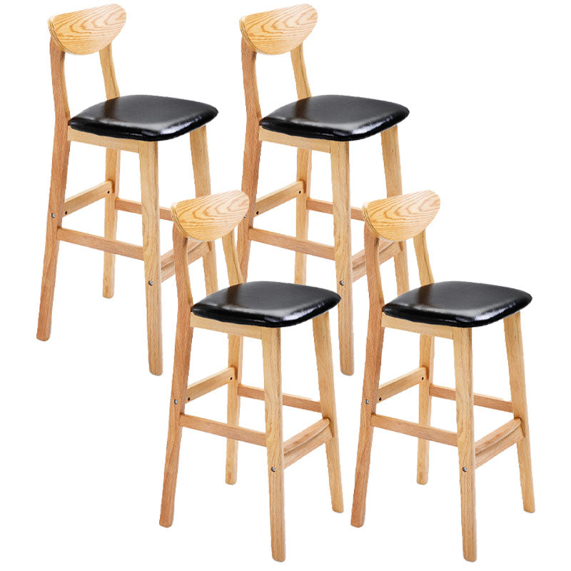 Scandinavian Solid Wood Home 28-inch Stool Matte Finish Footrest Barstool Black Natural 4 Piece Set Clearhalo 'Bar Furniture' 'Bar Stools' 'bar_stools' 'furn' 'furn_bar_stools' 'Furniture' 'furniture_bar_stools' 'Kitchen & Dining Furniture' 4910728