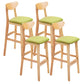 Scandinavian Solid Wood Home 28-inch Stool Matte Finish Footrest Barstool Green Natural 4 Piece Set Clearhalo 'Bar Furniture' 'Bar Stools' 'bar_stools' 'furn' 'furn_bar_stools' 'Furniture' 'furniture_bar_stools' 'Kitchen & Dining Furniture' 4910729