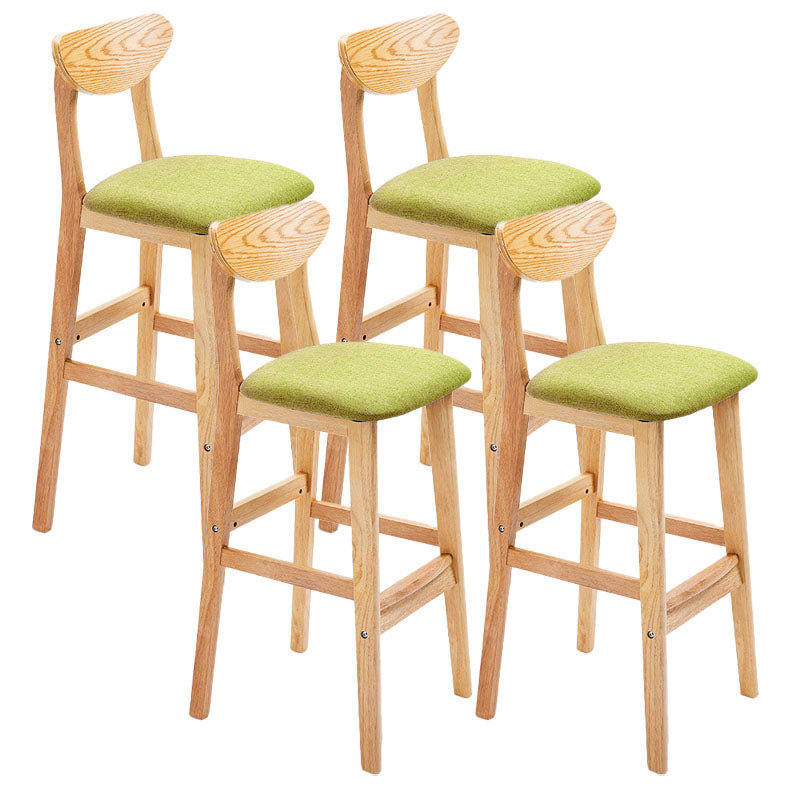 Scandinavian Solid Wood Home 28-inch Stool Matte Finish Footrest Barstool Green Natural 4 Piece Set Clearhalo 'Bar Furniture' 'Bar Stools' 'bar_stools' 'furn' 'furn_bar_stools' 'Furniture' 'furniture_bar_stools' 'Kitchen & Dining Furniture' 4910729