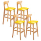 Scandinavian Solid Wood Home 28-inch Stool Matte Finish Footrest Barstool Yellow Natural 4 Piece Set Clearhalo 'Bar Furniture' 'Bar Stools' 'bar_stools' 'furn' 'furn_bar_stools' 'Furniture' 'furniture_bar_stools' 'Kitchen & Dining Furniture' 4910730