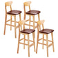 Scandinavian Solid Wood Home 28-inch Stool Matte Finish Footrest Barstool Brown Natural 4 Piece Set Clearhalo 'Bar Furniture' 'Bar Stools' 'bar_stools' 'furn' 'furn_bar_stools' 'Furniture' 'furniture_bar_stools' 'Kitchen & Dining Furniture' 4910732