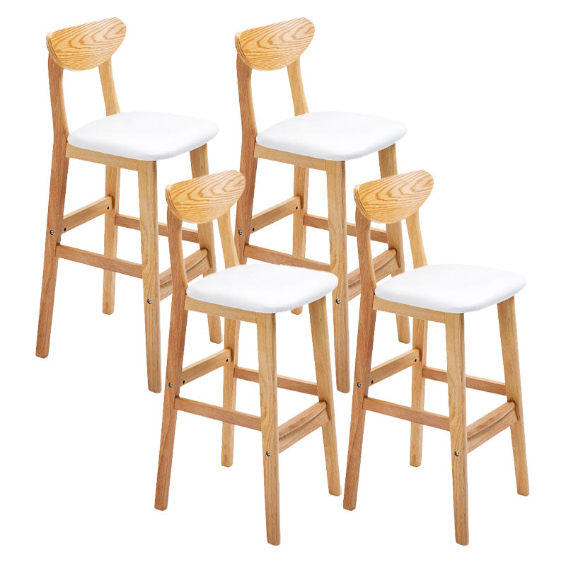Scandinavian Solid Wood Home 28-inch Stool Matte Finish Footrest Barstool White Natural 4 Piece Set Clearhalo 'Bar Furniture' 'Bar Stools' 'bar_stools' 'furn' 'furn_bar_stools' 'Furniture' 'furniture_bar_stools' 'Kitchen & Dining Furniture' 4910733