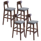 Scandinavian Solid Wood Home 28-inch Stool Matte Finish Footrest Barstool Grey Brown 4 Piece Set Clearhalo 'Bar Furniture' 'Bar Stools' 'bar_stools' 'furn' 'furn_bar_stools' 'Furniture' 'furniture_bar_stools' 'Kitchen & Dining Furniture' 4910734