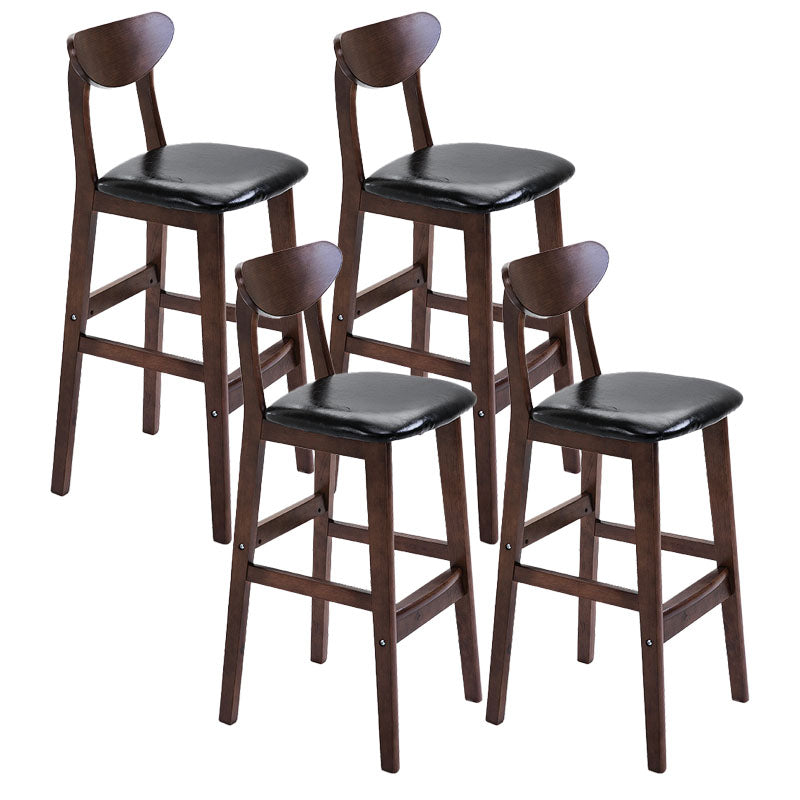 Scandinavian Solid Wood Home 28-inch Stool Matte Finish Footrest Barstool Black Brown 4 Piece Set Clearhalo 'Bar Furniture' 'Bar Stools' 'bar_stools' 'furn' 'furn_bar_stools' 'Furniture' 'furniture_bar_stools' 'Kitchen & Dining Furniture' 4910735