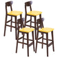Scandinavian Solid Wood Home 28-inch Stool Matte Finish Footrest Barstool Yellow Brown 4 Piece Set Clearhalo 'Bar Furniture' 'Bar Stools' 'bar_stools' 'furn' 'furn_bar_stools' 'Furniture' 'furniture_bar_stools' 'Kitchen & Dining Furniture' 4910736