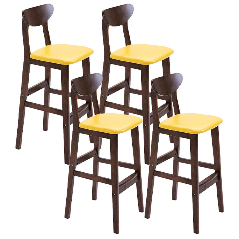 Scandinavian Solid Wood Home 28-inch Stool Matte Finish Footrest Barstool Yellow Brown 4 Piece Set Clearhalo 'Bar Furniture' 'Bar Stools' 'bar_stools' 'furn' 'furn_bar_stools' 'Furniture' 'furniture_bar_stools' 'Kitchen & Dining Furniture' 4910736