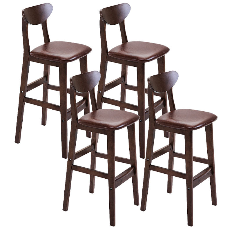 Scandinavian Solid Wood Home 28-inch Stool Matte Finish Footrest Barstool Brown Brown 4 Piece Set Clearhalo 'Bar Furniture' 'Bar Stools' 'bar_stools' 'furn' 'furn_bar_stools' 'Furniture' 'furniture_bar_stools' 'Kitchen & Dining Furniture' 4910738