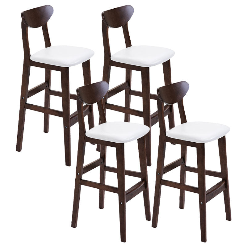 Scandinavian Solid Wood Home 28-inch Stool Matte Finish Footrest Barstool White Brown 4 Piece Set Clearhalo 'Bar Furniture' 'Bar Stools' 'bar_stools' 'furn' 'furn_bar_stools' 'Furniture' 'furniture_bar_stools' 'Kitchen & Dining Furniture' 4910739