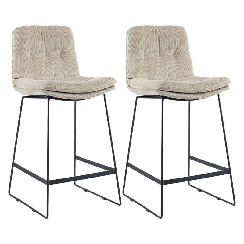 Scandinavian Coffee Shop Footrest Stool Matte Finish Upholstered Barstool Grey Set of 2 Counter Stool(26"H) Clearhalo 'Bar Furniture' 'Bar Stools' 'bar_stools' 'Furniture' 'furniture_bar_stools' 'Kitchen & Dining Furniture' 4910742