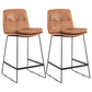 Scandinavian Coffee Shop Footrest Stool Matte Finish Upholstered Barstool Brown Set of 2 Counter Stool(26"H) Clearhalo 'Bar Furniture' 'Bar Stools' 'bar_stools' 'Furniture' 'furniture_bar_stools' 'Kitchen & Dining Furniture' 4910743