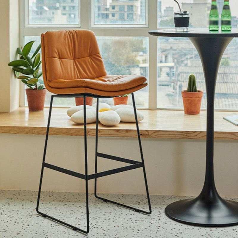 Scandinavian Coffee Shop Footrest Stool Matte Finish Upholstered Barstool Clearhalo 'Bar Furniture' 'Bar Stools' 'bar_stools' 'Furniture' 'furniture_bar_stools' 'Kitchen & Dining Furniture' 4910746