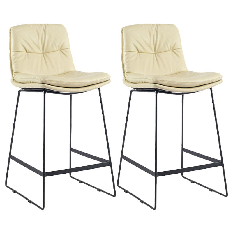 Scandinavian Coffee Shop Footrest Stool Matte Finish Upholstered Barstool Beige Set of 2 Counter Stool(26"H) Clearhalo 'Bar Furniture' 'Bar Stools' 'bar_stools' 'Furniture' 'furniture_bar_stools' 'Kitchen & Dining Furniture' 4910747