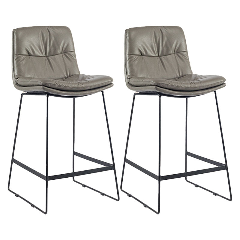 Scandinavian Coffee Shop Footrest Stool Matte Finish Upholstered Barstool Dark Gray Set of 2 Counter Stool(26"H) Clearhalo 'Bar Furniture' 'Bar Stools' 'bar_stools' 'Furniture' 'furniture_bar_stools' 'Kitchen & Dining Furniture' 4910750