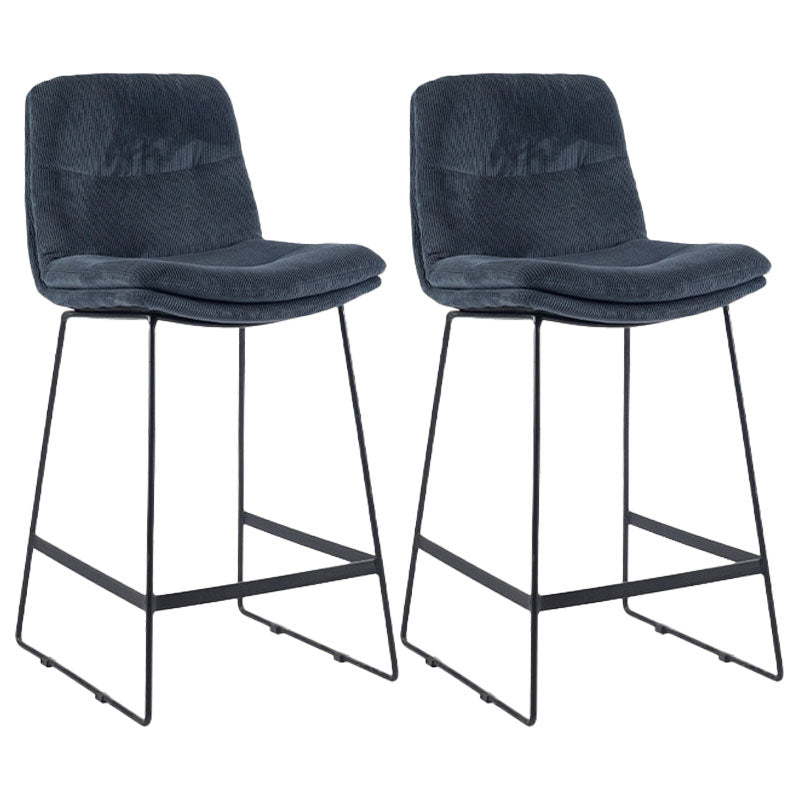 Scandinavian Coffee Shop Footrest Stool Matte Finish Upholstered Barstool Navy Blue Set of 2 Counter Stool(26"H) Clearhalo 'Bar Furniture' 'Bar Stools' 'bar_stools' 'Furniture' 'furniture_bar_stools' 'Kitchen & Dining Furniture' 4910752