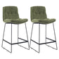 Scandinavian Coffee Shop Footrest Stool Matte Finish Upholstered Barstool Blackish Green Set of 2 Counter Stool(26"H) Clearhalo 'Bar Furniture' 'Bar Stools' 'bar_stools' 'Furniture' 'furniture_bar_stools' 'Kitchen & Dining Furniture' 4910754