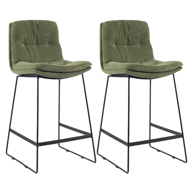 Scandinavian Coffee Shop Footrest Stool Matte Finish Upholstered Barstool Blackish Green Set of 2 Counter Stool(26"H) Clearhalo 'Bar Furniture' 'Bar Stools' 'bar_stools' 'Furniture' 'furniture_bar_stools' 'Kitchen & Dining Furniture' 4910754