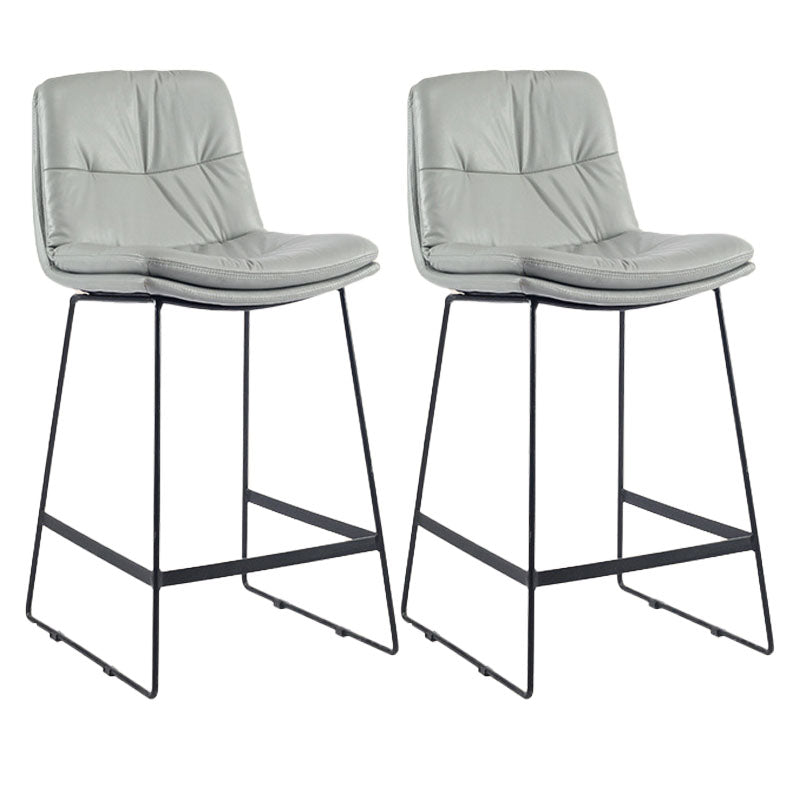 Scandinavian Coffee Shop Footrest Stool Matte Finish Upholstered Barstool Light Gray Set of 2 Counter Stool(26"H) Clearhalo 'Bar Furniture' 'Bar Stools' 'bar_stools' 'Furniture' 'furniture_bar_stools' 'Kitchen & Dining Furniture' 4910756