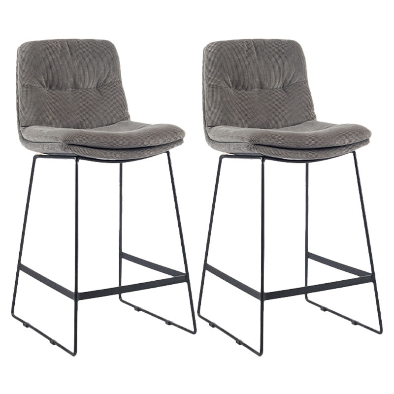 Scandinavian Coffee Shop Footrest Stool Matte Finish Upholstered Barstool Smoke Gray Set of 2 Counter Stool(26"H) Clearhalo 'Bar Furniture' 'Bar Stools' 'bar_stools' 'Furniture' 'furniture_bar_stools' 'Kitchen & Dining Furniture' 4910757